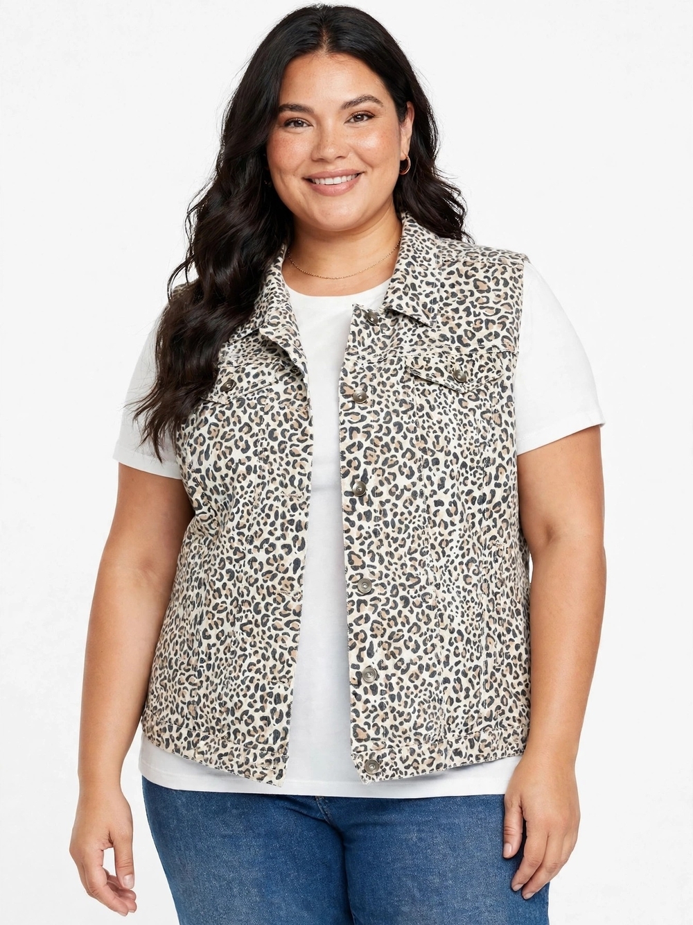 EST 1946 Denim Leopard PrLeopard Print Vest